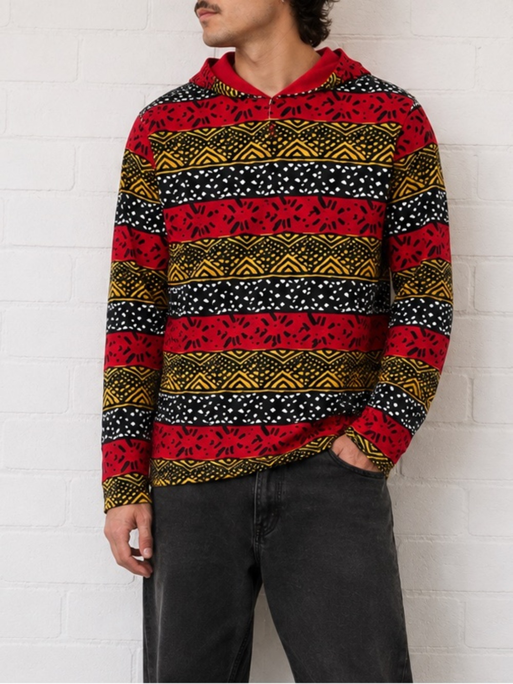 Urban Outfitters KOTO Hooded Long Sleeve Shirt Men’s L Tribal Print Pullover